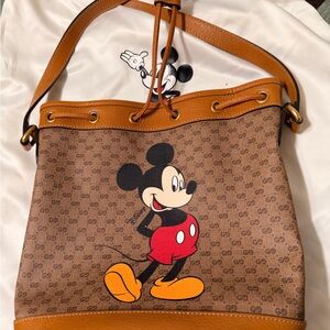Gucci Brown Mickey Mouse Shoulder Bag